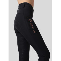 Legging de Equitação Michelle com logo e full grip feminino Preto / ouro rosa