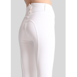 Calça de Montar Molly Yati feminina cintura alta Branco / ouro rosa
