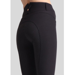 Calça de Montar Molly Yati feminina cintura alta full grip Preto / ouro rosa