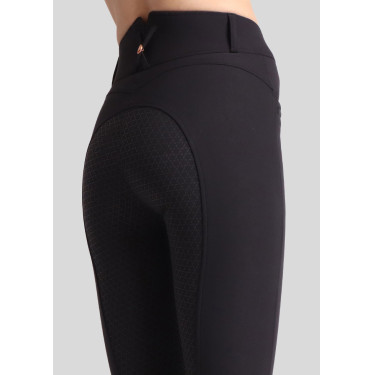 Calça de Montar Molly Yati feminina cintura alta full grip Preto / ouro rosa