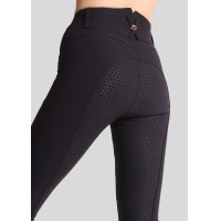 Calça de Montar Molly Yati feminina cintura alta full grip Preto / ouro rosa