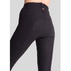 Calça de Montar Molly Yati feminina cintura alta full grip Preto / ouro rosa