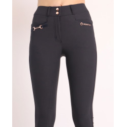 Calça de Montar Molly Yati feminina cintura alta full grip Marinho / ouro rosa Azul-marinho
