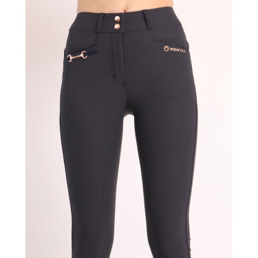 Calça de Montar Molly Yati feminina cintura alta full grip Marinho / ouro rosa Azul-marinho