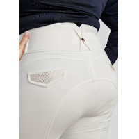 Calça de montaria cintura alta Briella crystal Rose gold Curve full grip feminina Branco Calça de montaria cintura alta Briella crystal Rose gold Curve full grip feminina Branco