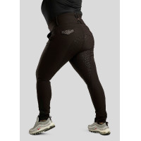Calça de montaria cintura alta Briella crystal Rose gold Curve full grip feminina Preto