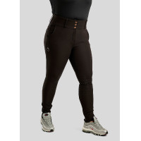 Calça de montaria cintura alta Briella crystal Rose gold Curve full grip feminina Branco