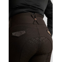Calça de montaria cintura alta Briella crystal Rose gold Curve full grip feminina Branco