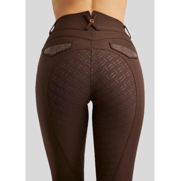 Calça de montaria cintura alta Briella crystal Rose gold Curve full grip feminina Castanho Calça de montaria cintura alta Briella crystal Rose gold Curve full grip feminina Castanho
