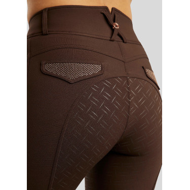 Calça de montaria cintura alta Briella crystal Rose gold Curve full grip feminina Castanho Calça de montaria cintura alta Briella crystal Rose gold Curve full grip feminina Castanho