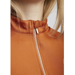 Polo de treino Montar MoEverline de manga comprida feminino Bronze Castanho