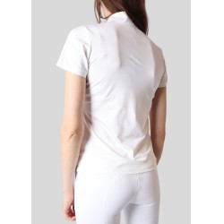 Polo de competição Montar Bling mangas curtas feminino Branco