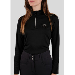 Polo de competição Montar Everly logo de cristal mangas compridas feminino Preto