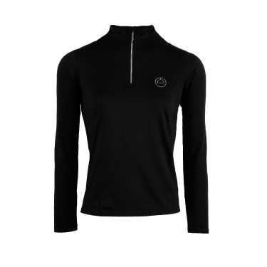 Polo de competição Montar Everly logo de cristal mangas compridas feminino Preto
