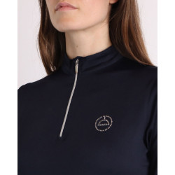 Polo de competição Montar Everly logo de cristal mangas compridas feminino Marinho Polo de competição Montar Everly logo de cristal mangas compridas feminino Marinho