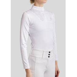 Polo de competição Montar MoRosie de manga comprida para mulher Branco