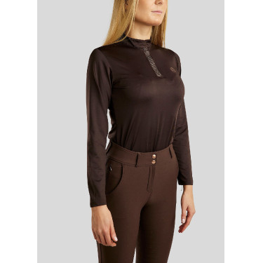 Polo de Montaria Briella de mangas compridas cristal Rose gold Curve feminino Polo de Montaria Briella de mangas compridas cristal Rose gold Curve feminino