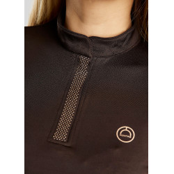 Polo de Montaria Briella de mangas compridas cristal Rose gold Curve feminino Castanho