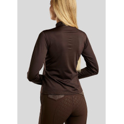 Polo de Montaria Briella de mangas compridas cristal Rose gold Curve feminino Castanho