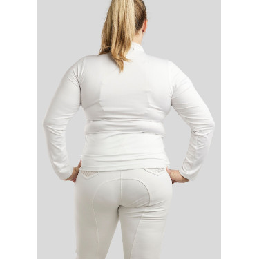 Polo de Montaria Briella de mangas compridas cristal Rose gold Curve feminino Branco