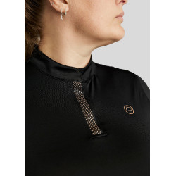 Polo de Montaria Briella de mangas compridas cristal Rose gold Curve feminino Preto