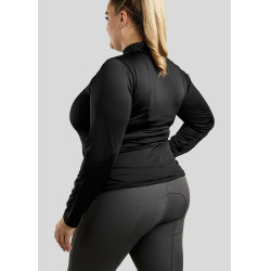 Polo de Montaria Briella de mangas compridas cristal Rose gold Curve feminino Preto