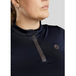 Polo de Montaria Briella de mangas compridas cristal Rose gold Curve feminino Marinho Azul-marinho