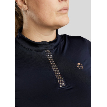 Polo de Montaria Briella de mangas compridas cristal Rose gold Curve feminino Marinho Azul-marinho