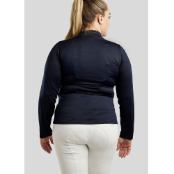 Polo de Montaria Briella de mangas compridas cristal Rose gold Curve feminino Marinho Azul-marinho