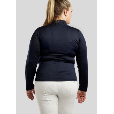 Polo de Montaria Briella de mangas compridas cristal Rose gold Curve feminino Marinho Azul-marinho