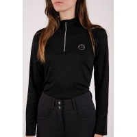 Polo de equitação Everly infantil de mangas compridas Preto