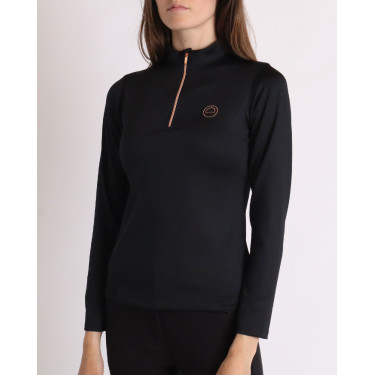 Polo de equitação Everly infantil de mangas compridas rosa dourado Polo de equitação Everly infantil de mangas compridas rosa dourado
