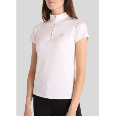 Polo de Equitação Everly Mon Tech feminino de mangas curtas rosa dourado