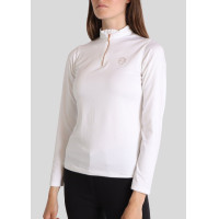 Polo de Equitação Everly Mon Tech feminino de mangas compridas rose gold Branco Polo de Equitação Everly Mon Tech feminino de mangas compridas rose gold Branco