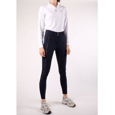 Polo de Equitação Everly Mon Tech feminino de mangas compridas rose gold Branco