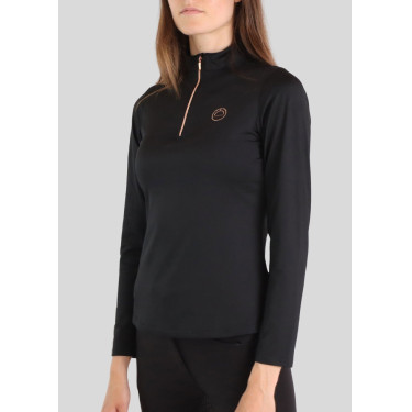 Polo de Equitação Everly Mon Tech feminino de mangas compridas rose gold