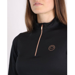 Polo de Equitação Everly Mon Tech feminino de mangas compridas rose gold Preto