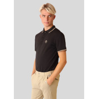 Polo de equitação masculino com gola contrastante e mangas curtas Preto Polo de equitação masculino com gola contrastante e mangas curtas Preto