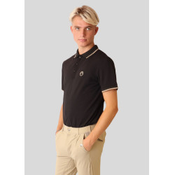 Polo de equitação masculino com gola contrastante e mangas curtas