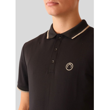 Polo de equitação masculino com gola contrastante e mangas curtas Polo de equitação masculino com gola contrastante e mangas curtas