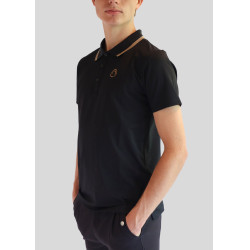 Polo de equitação masculino com gola contrastante e mangas curtas Preto Polo de equitação masculino com gola contrastante e mangas curtas Preto