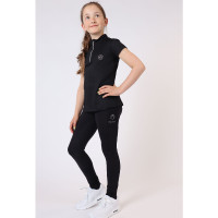 Polo de Equitação Júnior Everly de mangas curtas Preto Polo de Equitação Júnior Everly de mangas curtas Preto