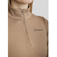 Polo de Montaria MoCilia Jacquard refinado de mangas compridas feminino Latté Castanho