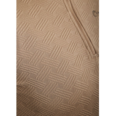 Polo de Montaria MoCilia Jacquard refinado de mangas compridas feminino Latté Castanho