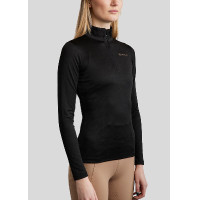 Polo de Montaria MoCilia Jacquard refinado de mangas compridas feminino Preto Polo de Montaria MoCilia Jacquard refinado de mangas compridas feminino Preto