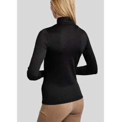 Polo de Montaria MoCilia Jacquard refinado de mangas compridas feminino Preto Polo de Montaria MoCilia Jacquard refinado de mangas compridas feminino Preto