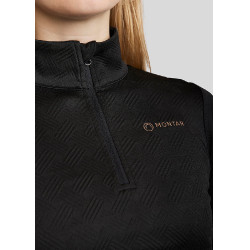 Polo de Montaria MoCilia Jacquard refinado de mangas compridas feminino Preto Polo de Montaria MoCilia Jacquard refinado de mangas compridas feminino Preto