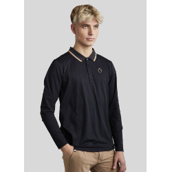 Polo de montar MoDrake masculino com gola contrastante e mangas compridas