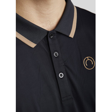 Polo de montar MoDrake masculino com gola contrastante e mangas compridas Polo de montar MoDrake masculino com gola contrastante e mangas compridas