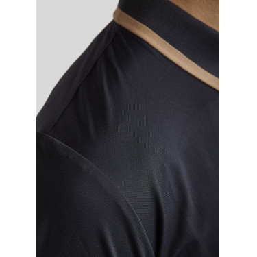Polo de montar MoDrake masculino com gola contrastante e mangas compridas Polo de montar MoDrake masculino com gola contrastante e mangas compridas